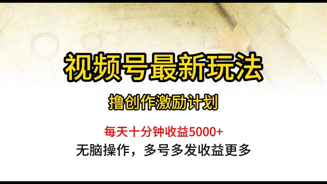 视频号最新玩法，每日一小时月入5000+创富副业网-网创项目资源站-副业项目-创业项目-搞钱项目创富副业网