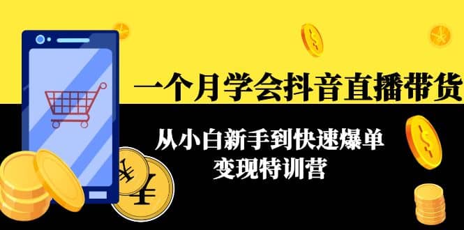 一个月学会抖音直播带货：从小白新手到快速爆单变现特训营(63节课)创富副业网-网创项目资源站-副业项目-创业项目-搞钱项目创富副业网