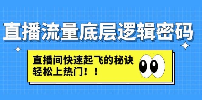 直播流量底层逻辑密码：直播间快速起飞的秘诀，轻松上热门创富副业网-网创项目资源站-副业项目-创业项目-搞钱项目创富副业网