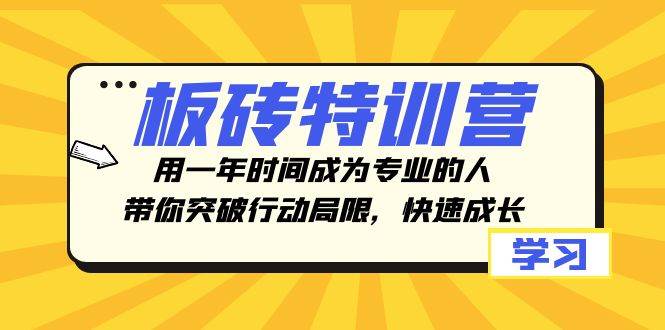板砖特训营，用一年时间成为专业的人，带你突破行动局限，快速成长创富副业网-网创项目资源站-副业项目-创业项目-搞钱项目创富副业网