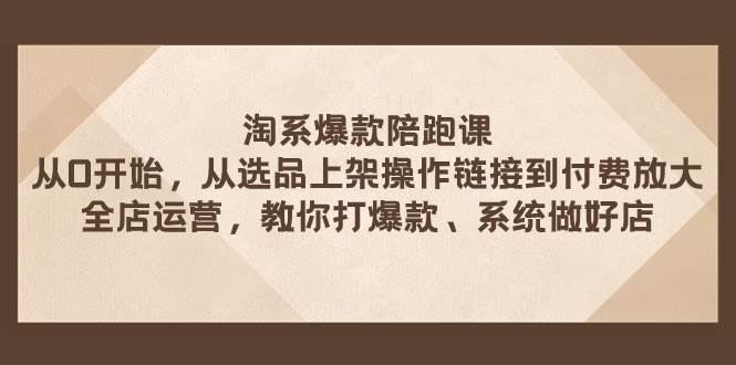 淘系爆款陪跑课 从选品上架操作链接到付费放大 全店运营 打爆款 系统做好店创富副业网-网创项目资源站-副业项目-创业项目-搞钱项目创富副业网