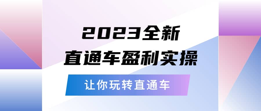 2023全新直通车·盈利实操：从底层，策略到搭建，让你玩转直通车创富副业网-网创项目资源站-副业项目-创业项目-搞钱项目创富副业网