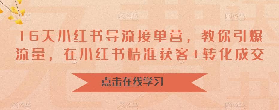 16天-小红书 导流接单营，教你引爆流量，在小红书精准获客+转化成交创富副业网-网创项目资源站-副业项目-创业项目-搞钱项目创富副业网