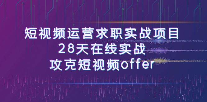 短视频运-营求职实战项目，28天在线实战，攻克短视频offer（46节课）创富副业网-网创项目资源站-副业项目-创业项目-搞钱项目创富副业网