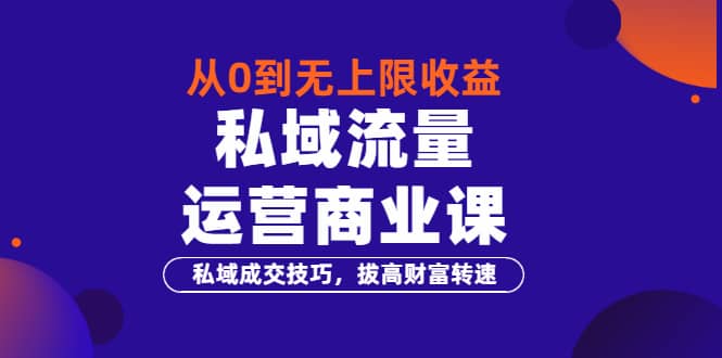 从0到无上限收益的《私域流量运营商业课》私域成交技巧，拔高财富转速创富副业网-网创项目资源站-副业项目-创业项目-搞钱项目创富副业网