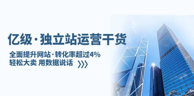 独立站运营干货：全面提升网站·转化率超过4%，轻松大卖 用数据说话创富副业网-网创项目资源站-副业项目-创业项目-搞钱项目创富副业网