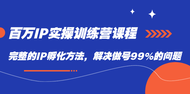 百万IP实战训练营课程，完整的IP孵化方法，解决做号99%的问题创富副业网-网创项目资源站-副业项目-创业项目-搞钱项目创富副业网