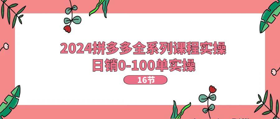 2024拼多多全系列课程实操，日销0-100单实操【16节课】创富副业网-网创项目资源站-副业项目-创业项目-搞钱项目创富副业网
