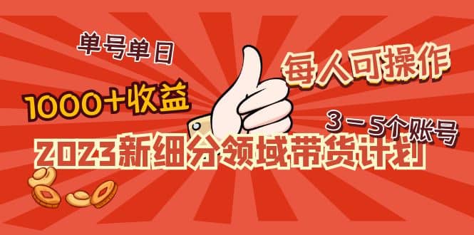 2023新细分领域带货计划：单号单日1000+收益不难，每人可操作3-5个账号创富副业网-网创项目资源站-副业项目-创业项目-搞钱项目创富副业网
