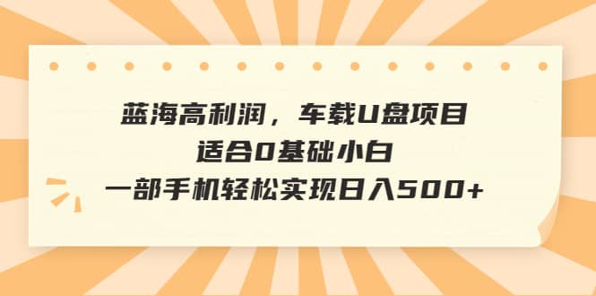 蓝海高利润，车载U盘项目，适合0基础小白，一部手机轻松实现日入500+创富副业网-网创项目资源站-副业项目-创业项目-搞钱项目创富副业网
