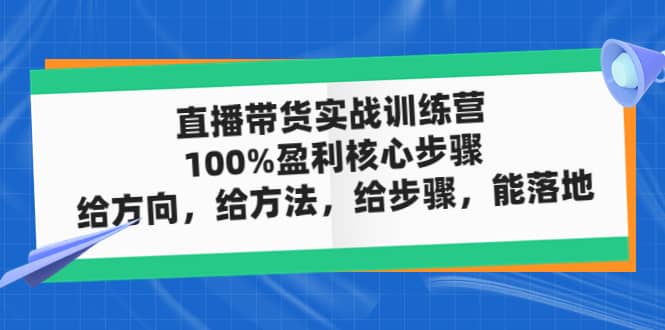 直播带货实战训练营：100%盈利核心步骤，给方向，给方法，给步骤，能落地创富副业网-网创项目资源站-副业项目-创业项目-搞钱项目创富副业网