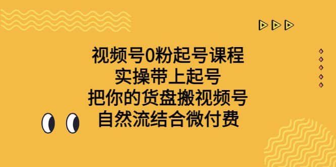 视频号0粉起号课程 实操带上起号 把你的货盘搬视频号 自然流结合微付费创富副业网-网创项目资源站-副业项目-创业项目-搞钱项目创富副业网