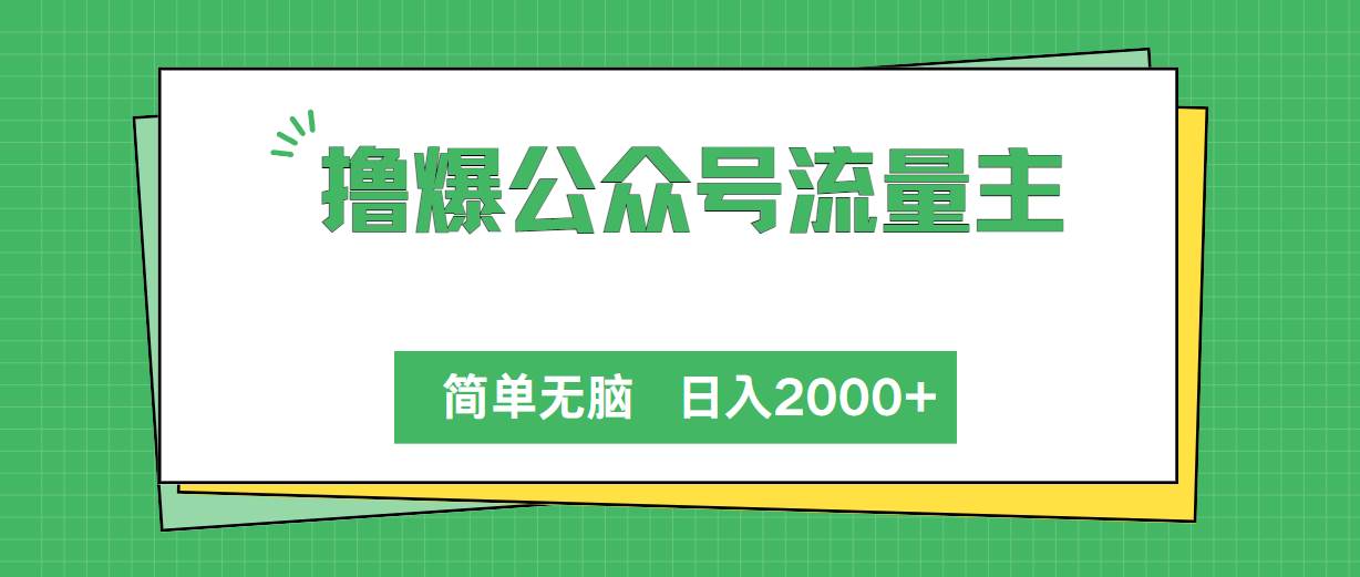 撸爆公众号流量主，简单无脑，单日变现2000+创富副业网-网创项目资源站-副业项目-创业项目-搞钱项目创富副业网