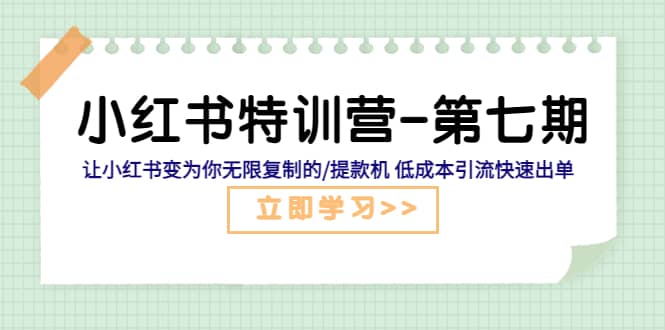 小红书特训营-第七期 让小红书变为你无限复制的/提款机 低成本引流快速出单创富副业网-网创项目资源站-副业项目-创业项目-搞钱项目创富副业网