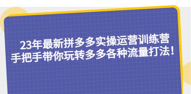 23年最新拼多多实操运营训练营：手把手带你玩转多多各种流量打法！创富副业网-网创项目资源站-副业项目-创业项目-搞钱项目创富副业网