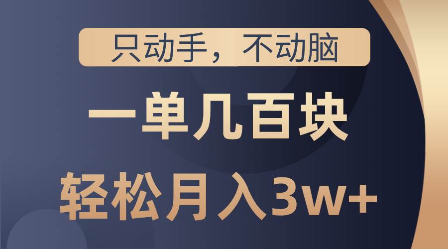 只动手不动脑，一单几百块，轻松月入3w+，看完就能直接操作，详细教程创富副业网-网创项目资源站-副业项目-创业项目-搞钱项目创富副业网