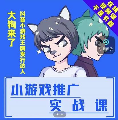 大狗来了：小游戏推广实战课，带你搭建一个游戏推广变现账号创富副业网-网创项目资源站-副业项目-创业项目-搞钱项目创富副业网
