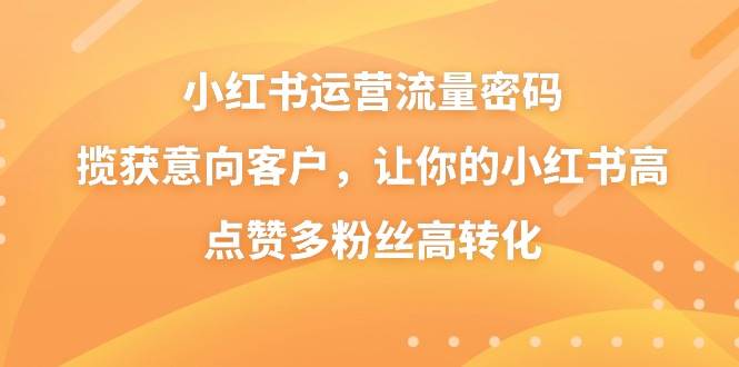 小红书运营流量密码，揽获意向客户，让你的小红书高点赞多粉丝高转化创富副业网-网创项目资源站-副业项目-创业项目-搞钱项目创富副业网