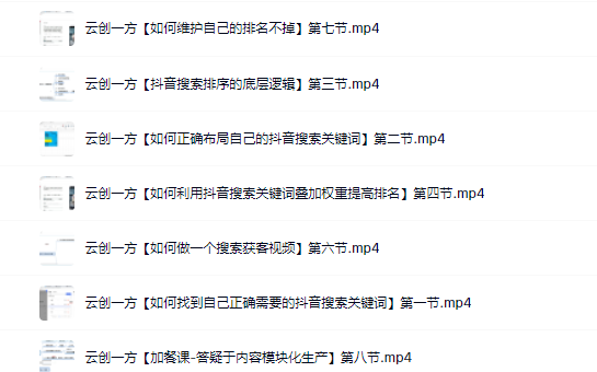 云创一方2022抖音SEO系列课程，教你如何快速上抖音搜索排名第一创富副业网-网创项目资源站-副业项目-创业项目-搞钱项目创富副业网