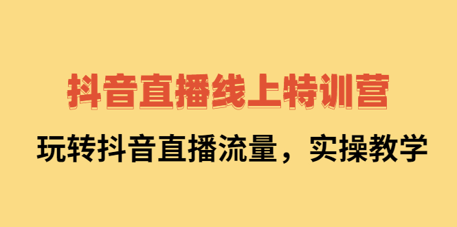 抖音直播线上特训营：玩转抖音直播流量，实操教学创富副业网-网创项目资源站-副业项目-创业项目-搞钱项目创富副业网