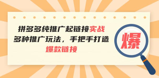 拼多多纯推广起链接实战：多种推广玩法，手把手打造爆款链接创富副业网-网创项目资源站-副业项目-创业项目-搞钱项目创富副业网