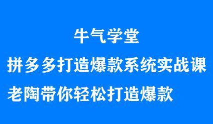 牛气学堂拼多多打造爆款系统实战课，老陶带你轻松打造爆款创富副业网-网创项目资源站-副业项目-创业项目-搞钱项目创富副业网