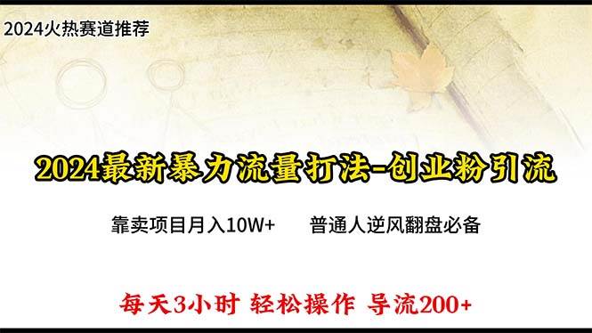 2024年最新暴力流量打法，每日导入300+，靠卖项目月入10W+创富副业网-网创项目资源站-副业项目-创业项目-搞钱项目创富副业网