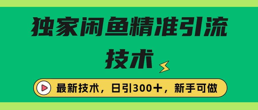 独家闲鱼引流技术，日引300＋实战玩法创富副业网-网创项目资源站-副业项目-创业项目-搞钱项目创富副业网