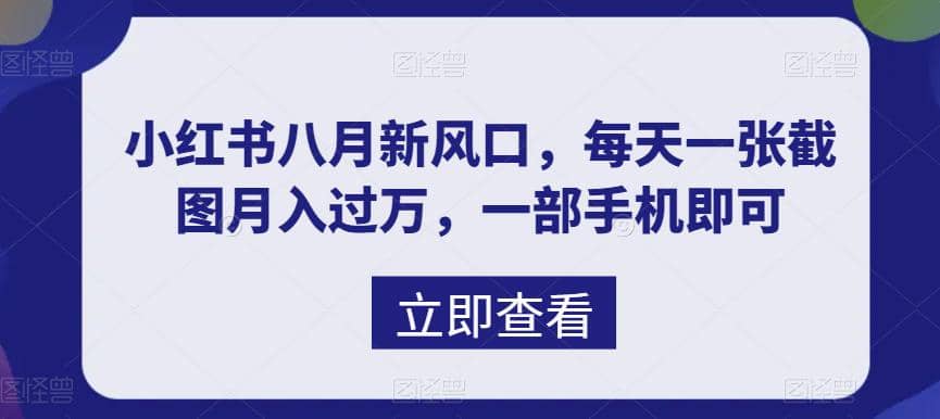 八月新风口，小红书虚拟项目一天收入1000+，实战揭秘创富副业网-网创项目资源站-副业项目-创业项目-搞钱项目创富副业网