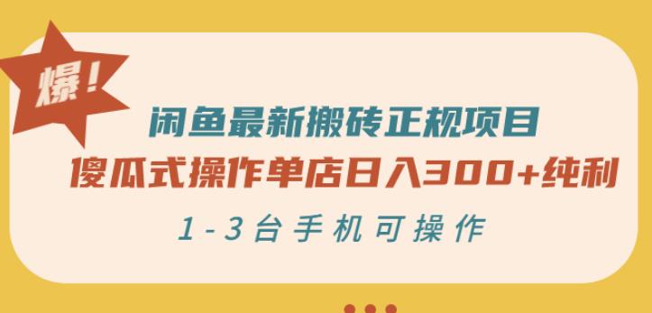 闲鱼最新搬砖正规项目：傻瓜式操作单店日入300+纯利，1-3台手机可操作创富副业网-网创项目资源站-副业项目-创业项目-搞钱项目创富副业网