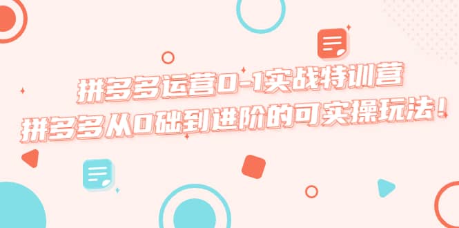拼多多运营0-1实战特训营，拼多多从0础到进阶的可实操玩法创富副业网-网创项目资源站-副业项目-创业项目-搞钱项目创富副业网