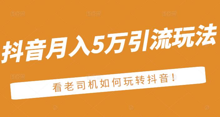 老古董·抖音月入5万引流玩法，看看老司机如何玩转抖音(附赠：抖音另类引流思路)创富副业网-网创项目资源站-副业项目-创业项目-搞钱项目创富副业网