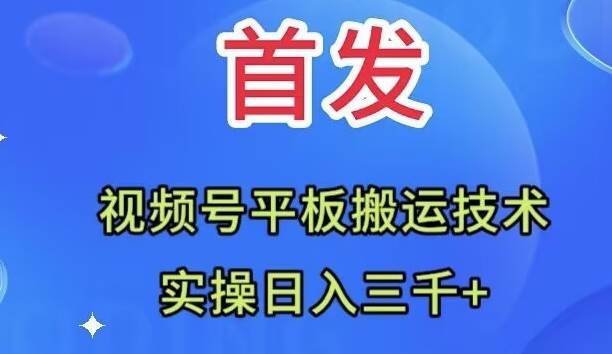 全网首发：视频号平板搬运技术，实操日入三千＋创富副业网-网创项目资源站-副业项目-创业项目-搞钱项目创富副业网
