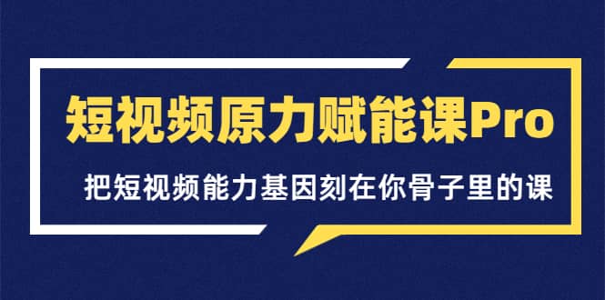 短视频原力赋能课Pro，把短视频能力基因刻在你骨子里的课（价值4999元）创富副业网-网创项目资源站-副业项目-创业项目-搞钱项目创富副业网