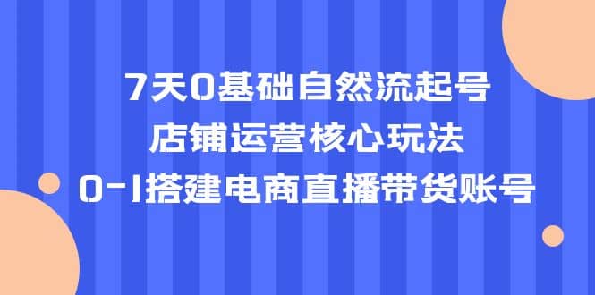 7天0基础自然流起号，店铺运营核心玩法，0-1搭建电商直播带货账号创富副业网-网创项目资源站-副业项目-创业项目-搞钱项目创富副业网