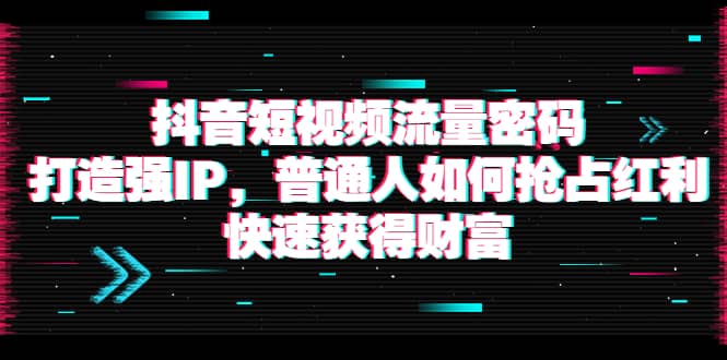 抖音短视频流量密码：打造强IP，普通人如何抢占红利，快速获得财富创富副业网-网创项目资源站-副业项目-创业项目-搞钱项目创富副业网