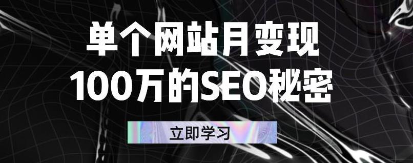单个网站月变现100万的SEO秘密，百分百做出赚钱站点创富副业网-网创项目资源站-副业项目-创业项目-搞钱项目创富副业网
