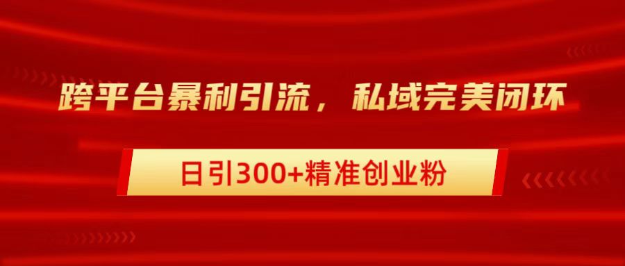 跨平台暴力引流，私域完美闭环，日引300+精准创业粉创富副业网-网创项目资源站-副业项目-创业项目-搞钱项目创富副业网