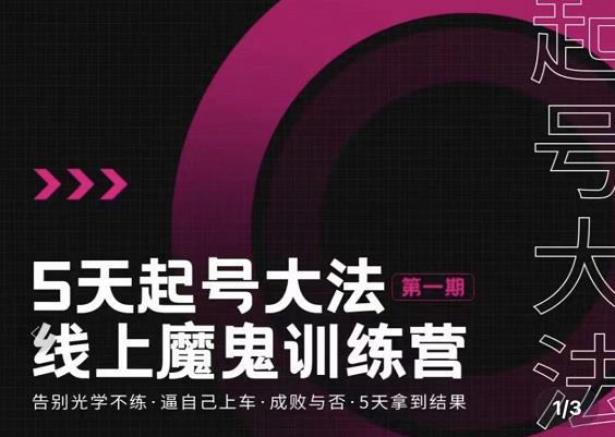 五天起号魔鬼训练营，告别光学不练，逼自己上车，成败与否，5天拿到结果创富副业网-网创项目资源站-副业项目-创业项目-搞钱项目创富副业网