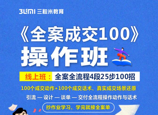 《全案成交100》全案全流程4段25步100招，操作班创富副业网-网创项目资源站-副业项目-创业项目-搞钱项目创富副业网