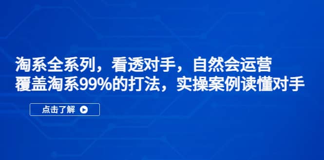 淘系全系列，看透对手，自然会运营，覆盖淘系99%·打法，实操案例读懂对手创富副业网-网创项目资源站-副业项目-创业项目-搞钱项目创富副业网