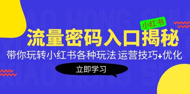 小红书流量密码入口揭秘：带你玩转小红书各种玩法 运营技巧+优化创富副业网-网创项目资源站-副业项目-创业项目-搞钱项目创富副业网