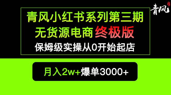 小红书无货源电商爆单终极版【视频教程+实战手册】保姆级实操从0起店爆单创富副业网-网创项目资源站-副业项目-创业项目-搞钱项目创富副业网