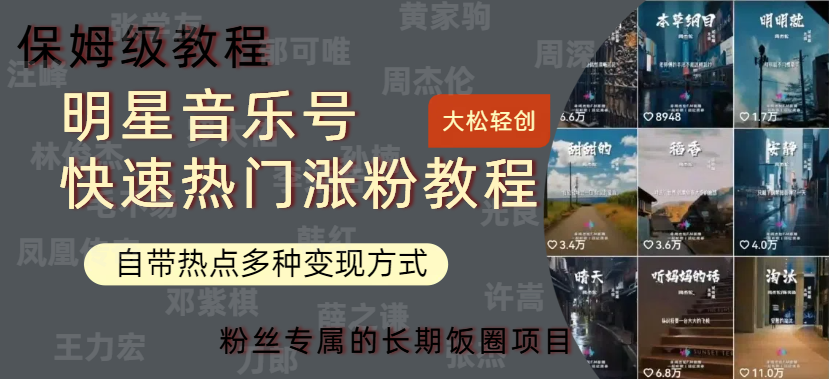 明星音乐号快速热门变现教程，多种变现方式轻松日入600+创富副业网-网创项目资源站-副业项目-创业项目-搞钱项目创富副业网