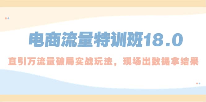 电商流量特训班18.0，直引万流量破局实操玩法，现场出数据拿结果创富副业网-网创项目资源站-副业项目-创业项目-搞钱项目创富副业网