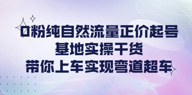 0粉纯自然流量正价起号基地实操干货，带你上车实现弯道超车创富副业网-网创项目资源站-副业项目-创业项目-搞钱项目创富副业网