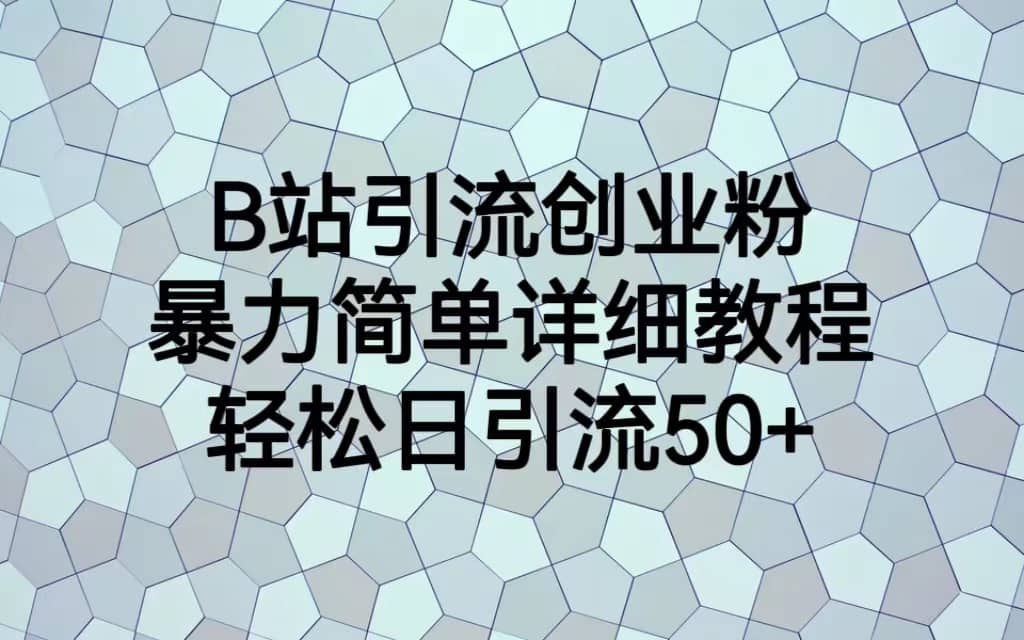 B站引流创业粉，暴力简单详细教程，轻松日引流50+创富副业网-网创项目资源站-副业项目-创业项目-搞钱项目创富副业网