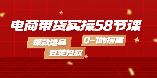 电商带货实操58节课，爆款选品，豆荚投放，0-1的搭建创富副业网-网创项目资源站-副业项目-创业项目-搞钱项目创富副业网