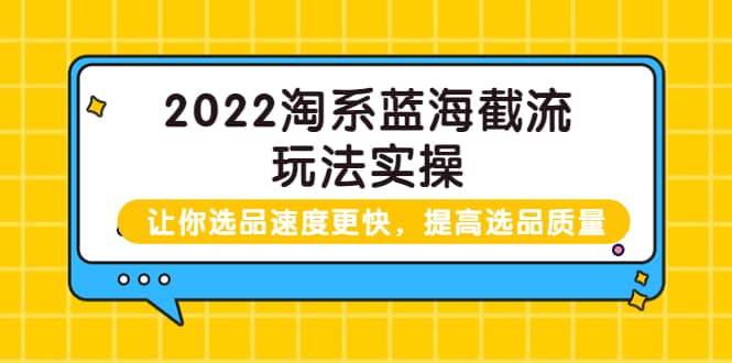 2022淘系蓝海截流玩法实操：让你选品速度更快，提高选品质量（价值599）创富副业网-网创项目资源站-副业项目-创业项目-搞钱项目创富副业网