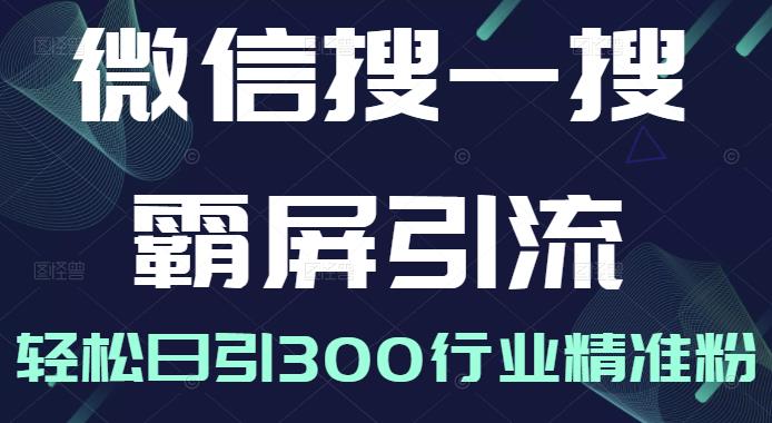 微信搜一搜霸屏引流课，打造被动精准引流系统，轻松日引300行业精准粉【无水印】创富副业网-网创项目资源站-副业项目-创业项目-搞钱项目创富副业网